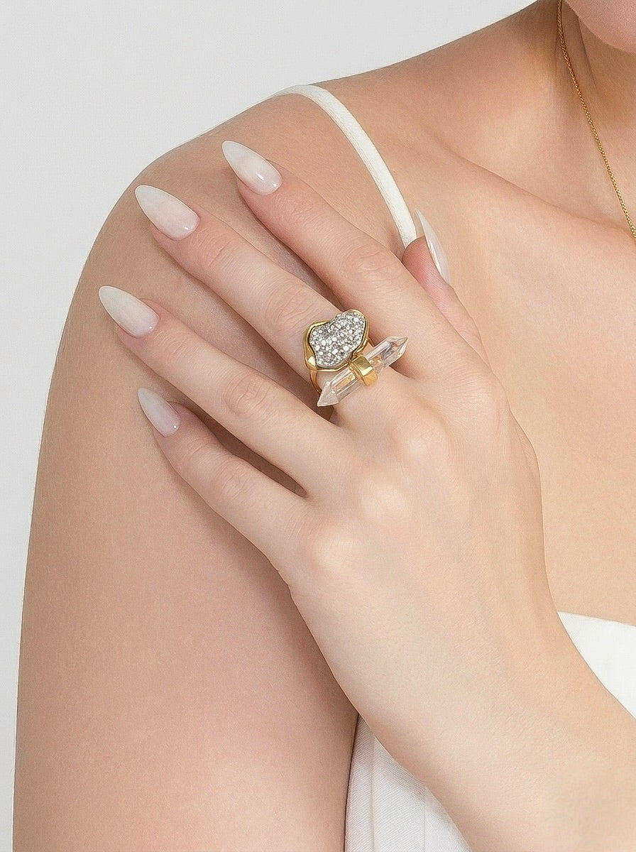 Solara Natural Druzy and Crystal Rock Ring