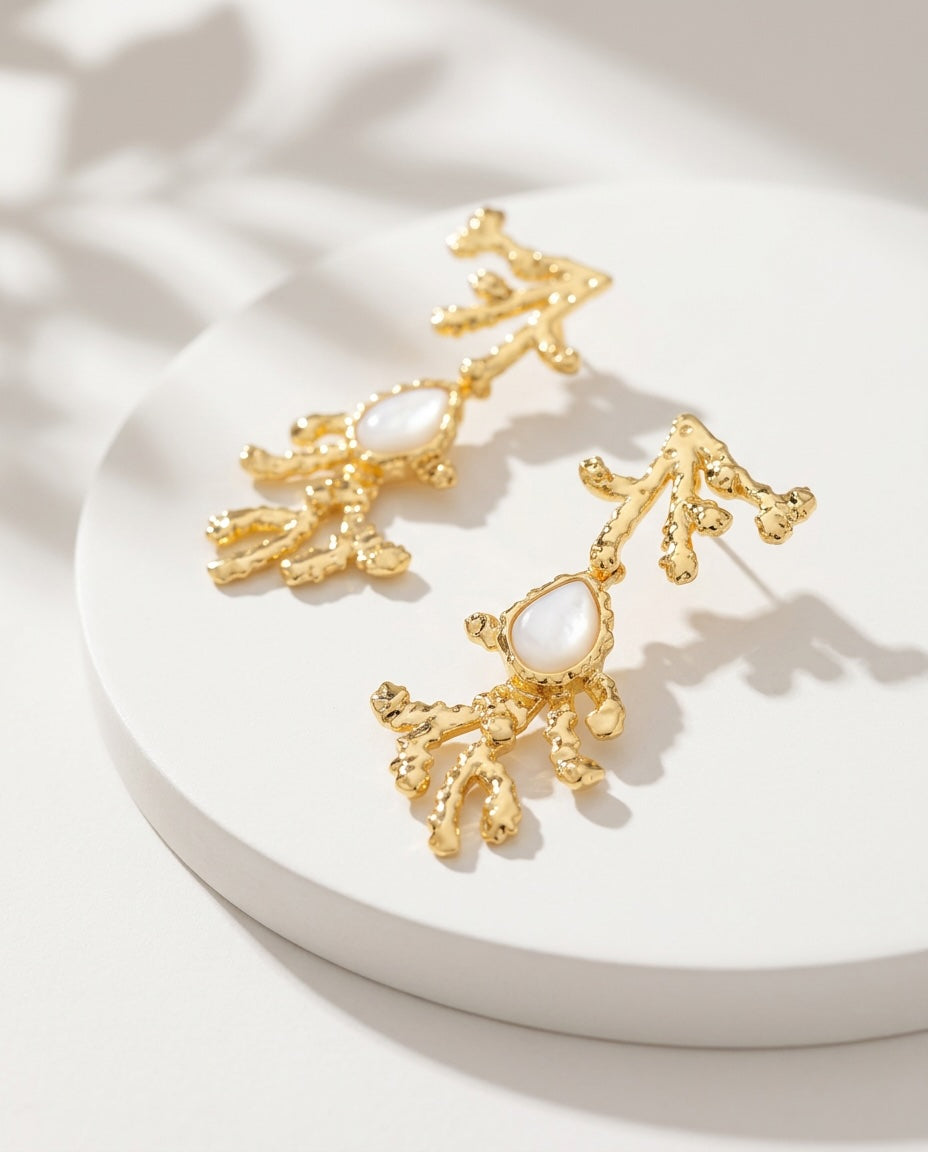 Coralia Sculptural Earrings | Mother of Pearl