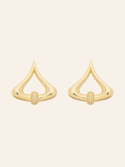 Crest Gold Teardrop Stud Earrings