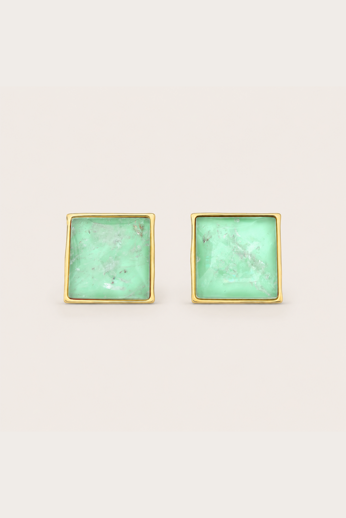 quamarine stud earrings with 18k gold-plated bezel, Selva Line by Azulique.