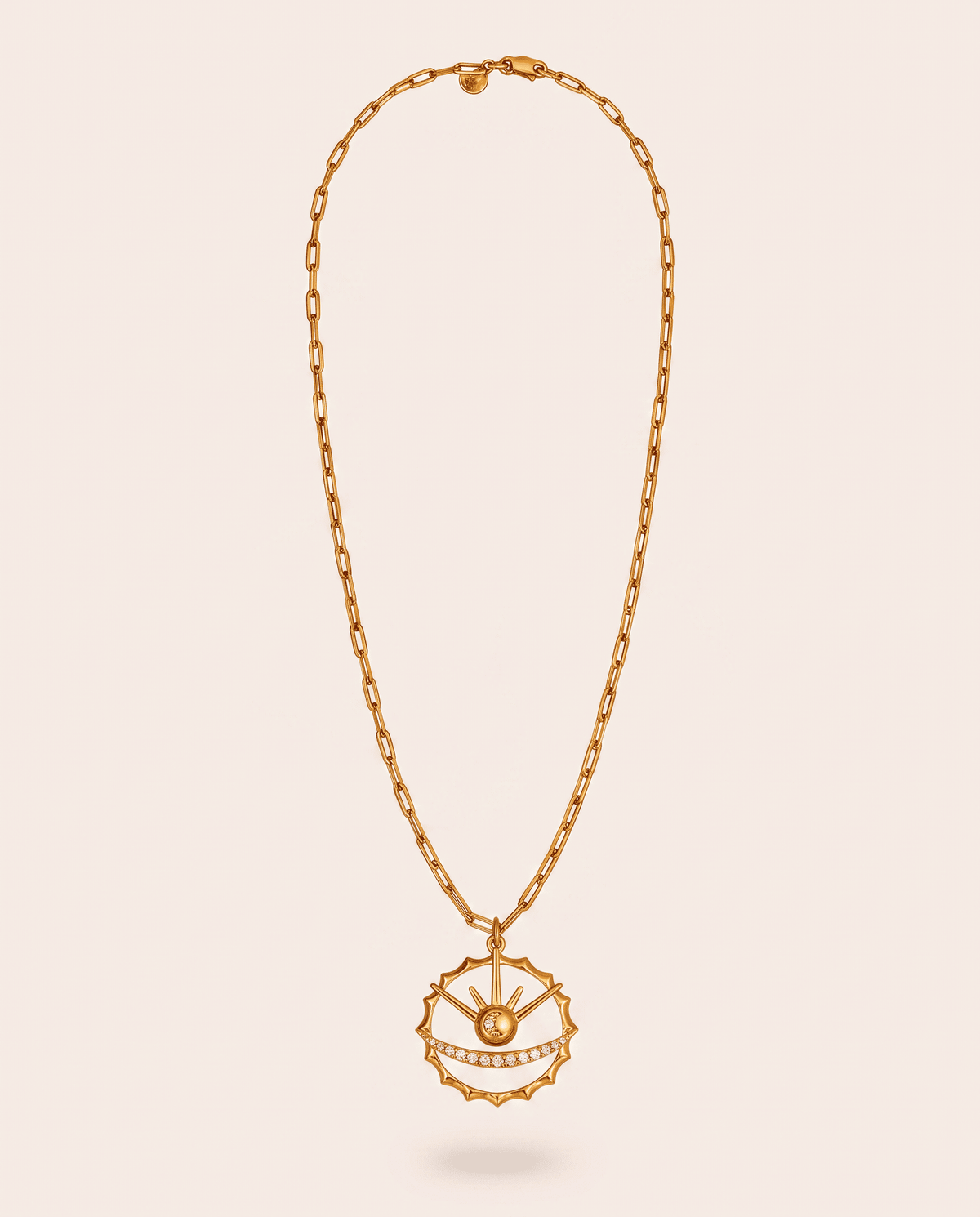 Cut crystal pendant necklace with 18k gold-plated finish on 925 sterling silver, Azulique Line by Azulique.