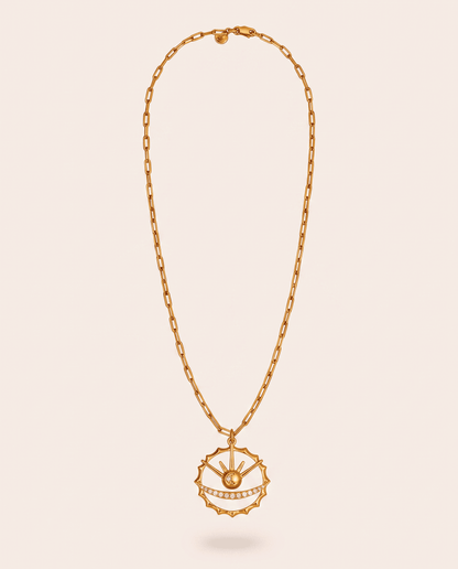 Cut crystal pendant necklace with 18k gold-plated finish on 925 sterling silver, Azulique Line by Azulique.