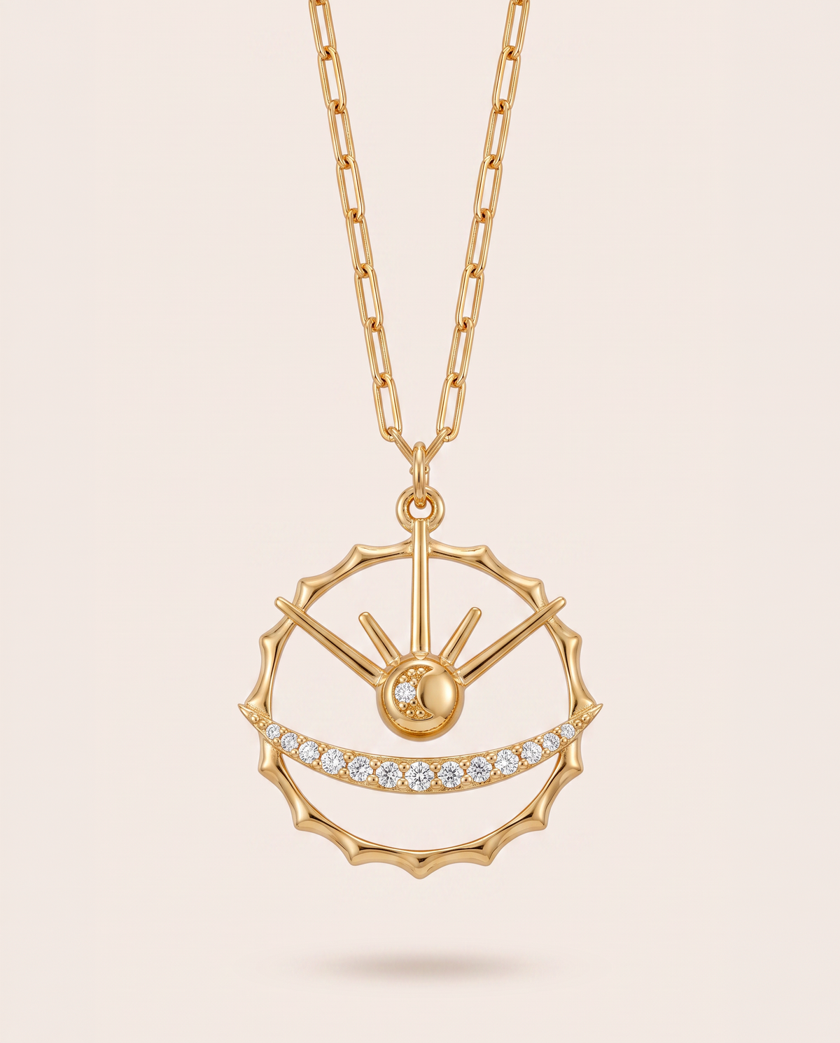 Azulique Amulet Necklace in 18k gold plated 925 sterling silver with faceted crystal details - Azulique Line by Azulique.