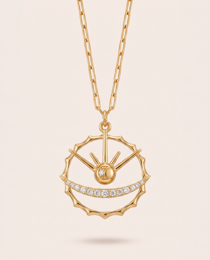 Azulique Amulet Necklace in 18k gold plated 925 sterling silver with faceted crystal details - Azulique Line by Azulique.