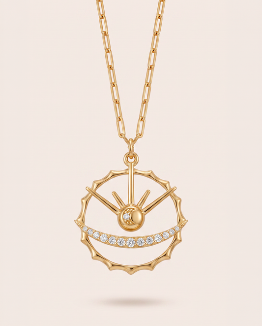Azulique Amulet Necklace in 18k gold plated 925 sterling silver with faceted crystal details - Azulique Line by Azulique.