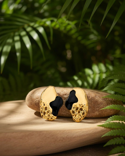 Black Luxor Obsidian Stud Earrings