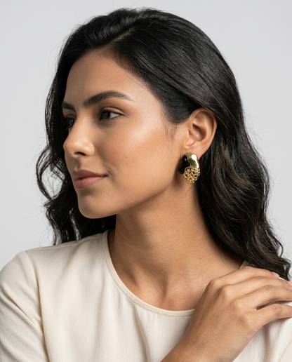 Black Luxor Obsidian Stud Earrings