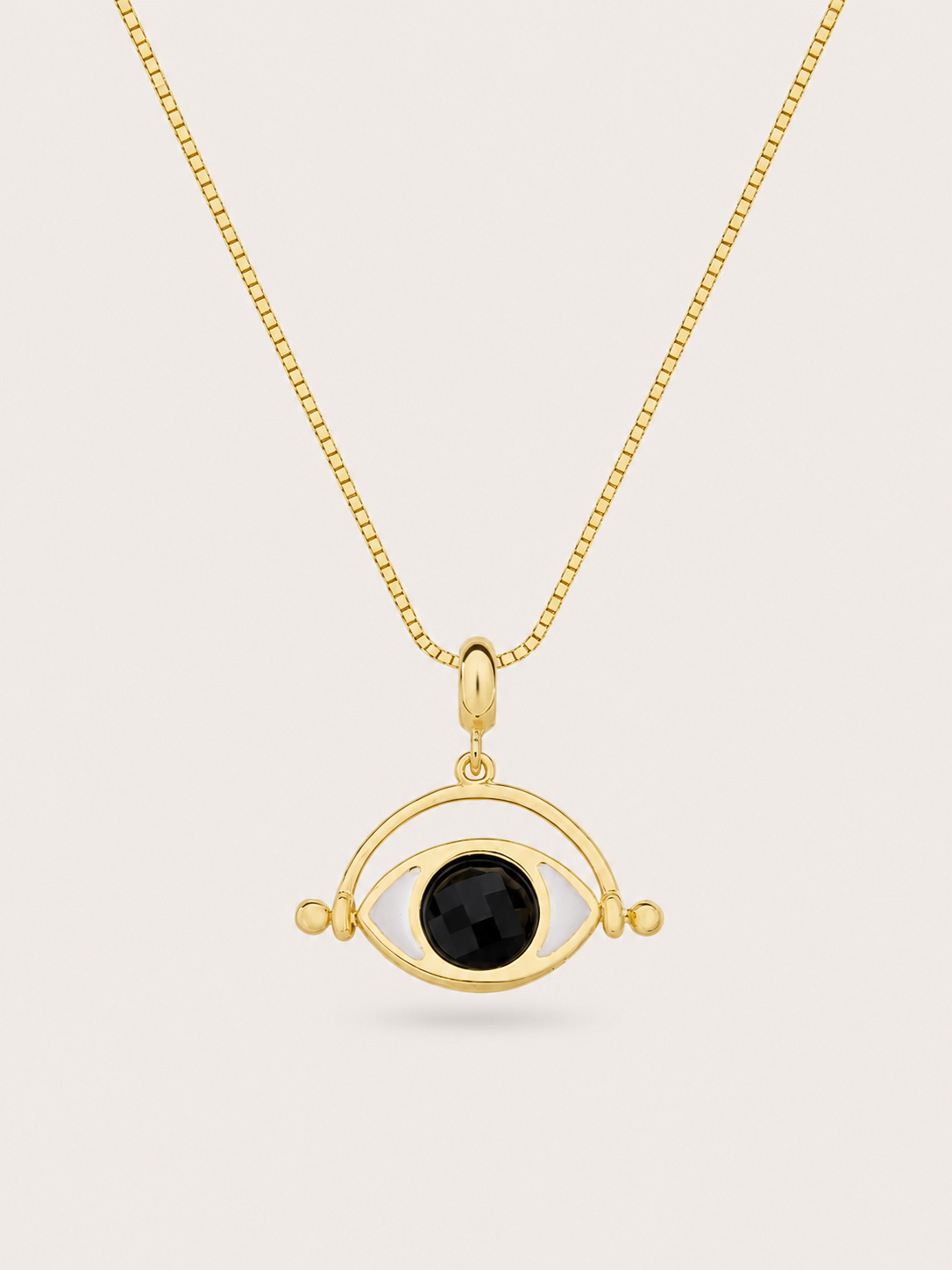 Black obsidian pendant necklace with 18k gold-plated finish, Selva Line by Azulique.