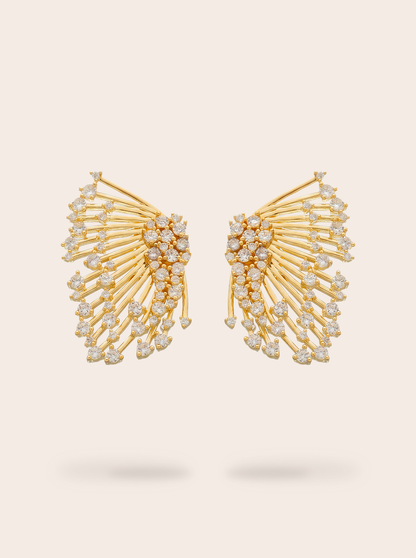 Cut crystal ear jacket earrings with 18k gold-plated finish, Art Deco Line by Azulique