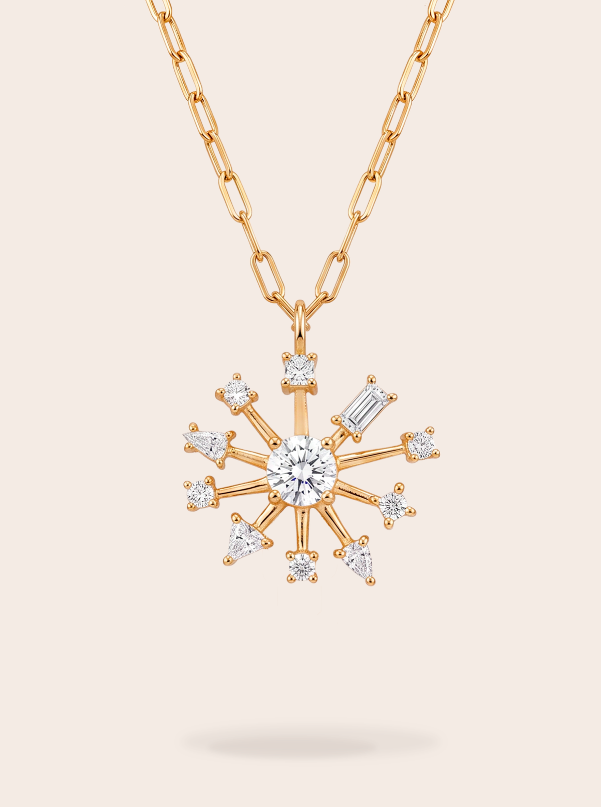 Cut crystal pendant necklace with 18k gold-plated finish, Azulique Line by Azulique.