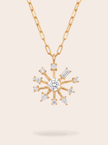 Cut crystal pendant necklace with 18k gold-plated finish, Azulique Line by Azulique.