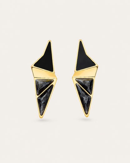  Labradorite statement earrings with 18k gold-plated finish, Selva Line by Azulique.