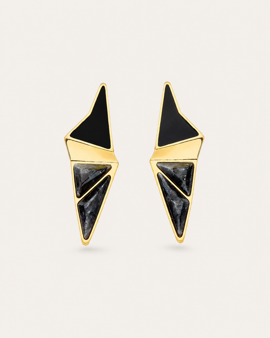  Labradorite statement earrings with 18k gold-plated finish, Selva Line by Azulique.