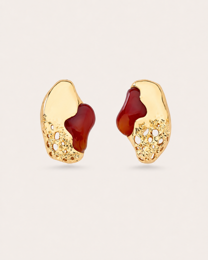 Crimson Luxor Agate Stud Earrings